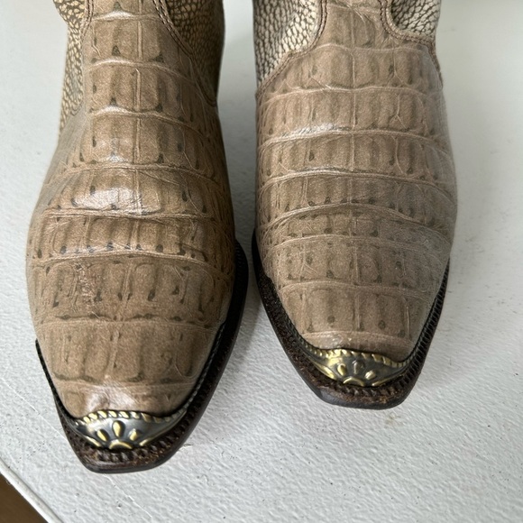 Vintage Dingo Women’s Cowboy Boots Tan Size 6 – Exotic Print Western Leather - Picture 3 of 9